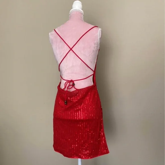 Red Sequin Mini Dress - Picture 5 of 5